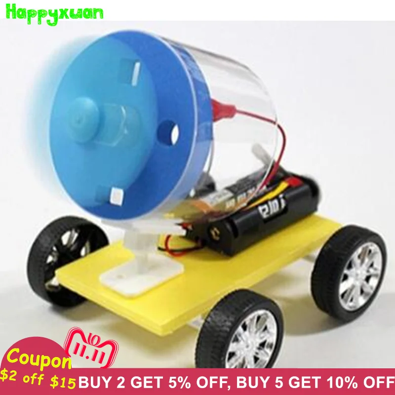 

Happyxuan Diy Universal Wind-power Car Model Kits Students Handmade Science Experiment Invention Material Puzzle Educational Toy