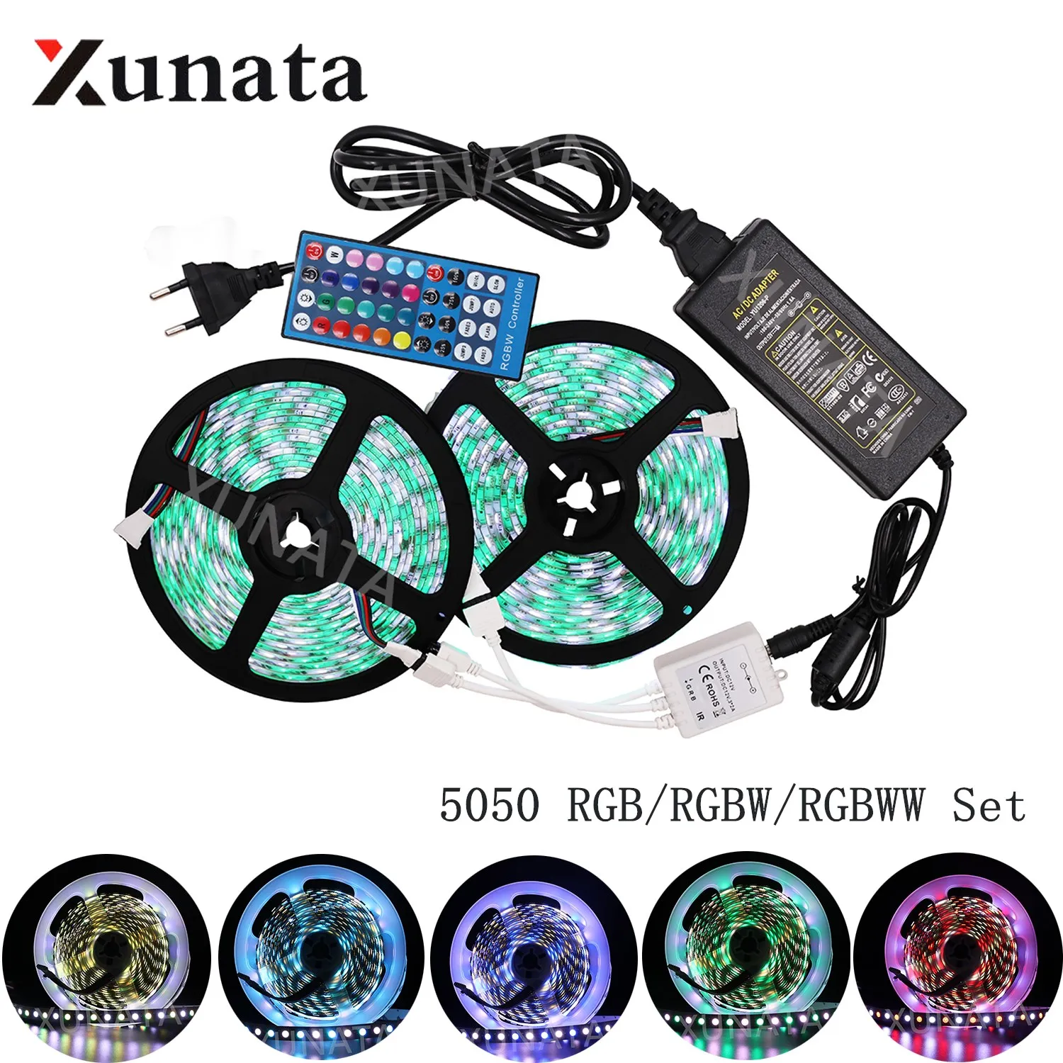 XUNATA 5050 RGB Светодиодная лента 12 В Водонепроницаемый RGBW RGBWW набор светодиодных ламп