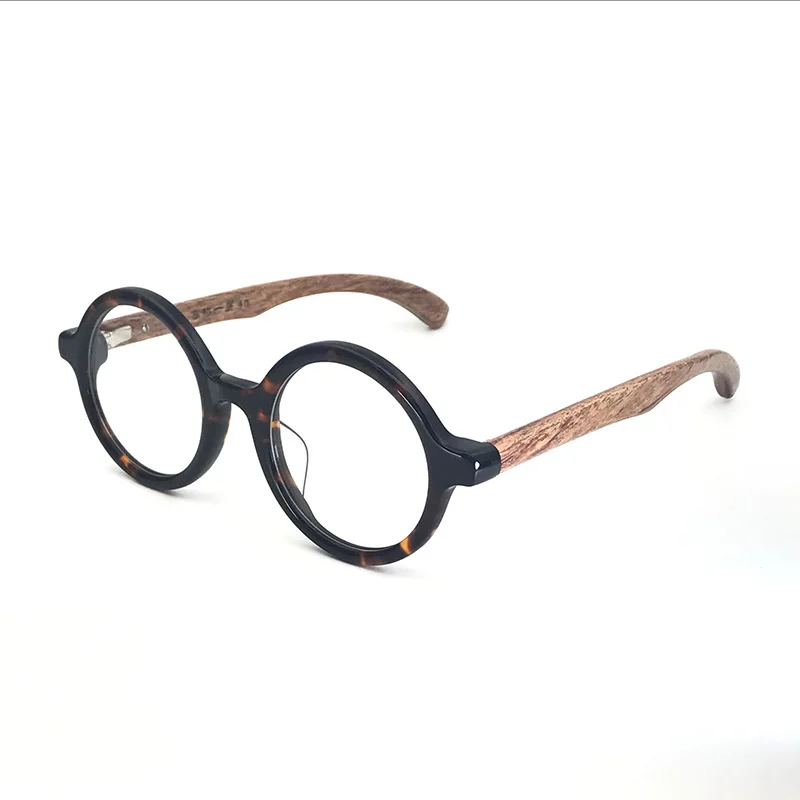 Винтажные круглые очки оправа для женщин и мужчин очки в ретро-стиле оправа по рецепту ручная работа розовая деревянная дужка очки при близорукости