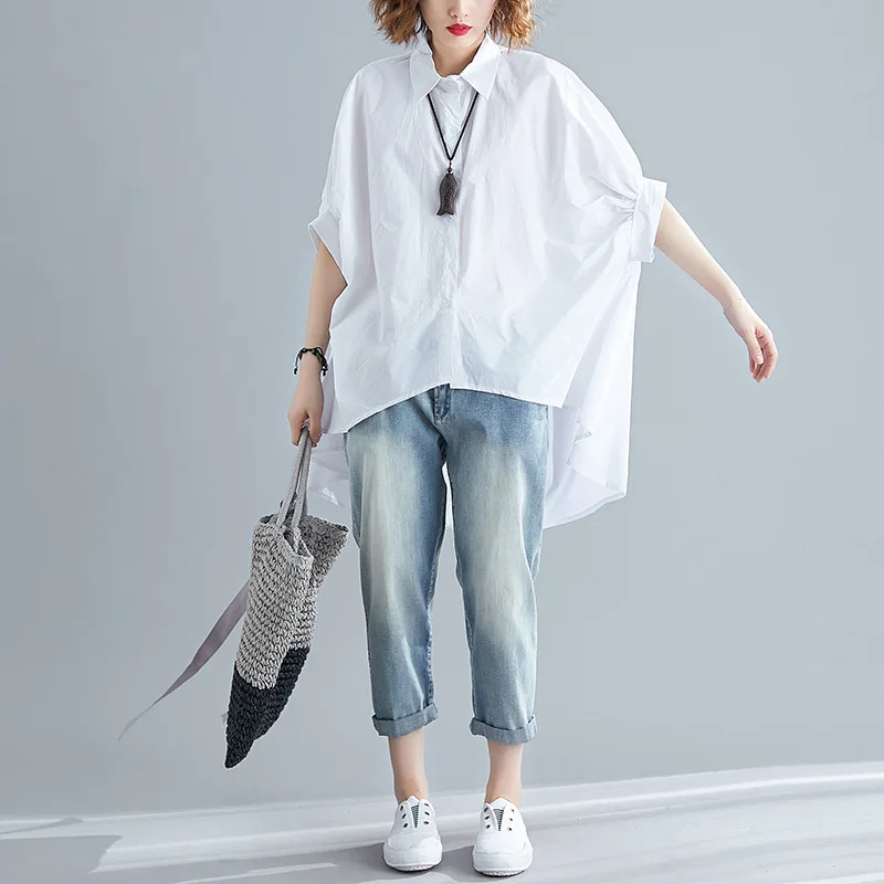 

[EWQ] 2020 Spring Summer New Pattern Turn Down Collar Solid Patchowrk Sinlge Breasted Shirt Women Fashion Tide AE94600