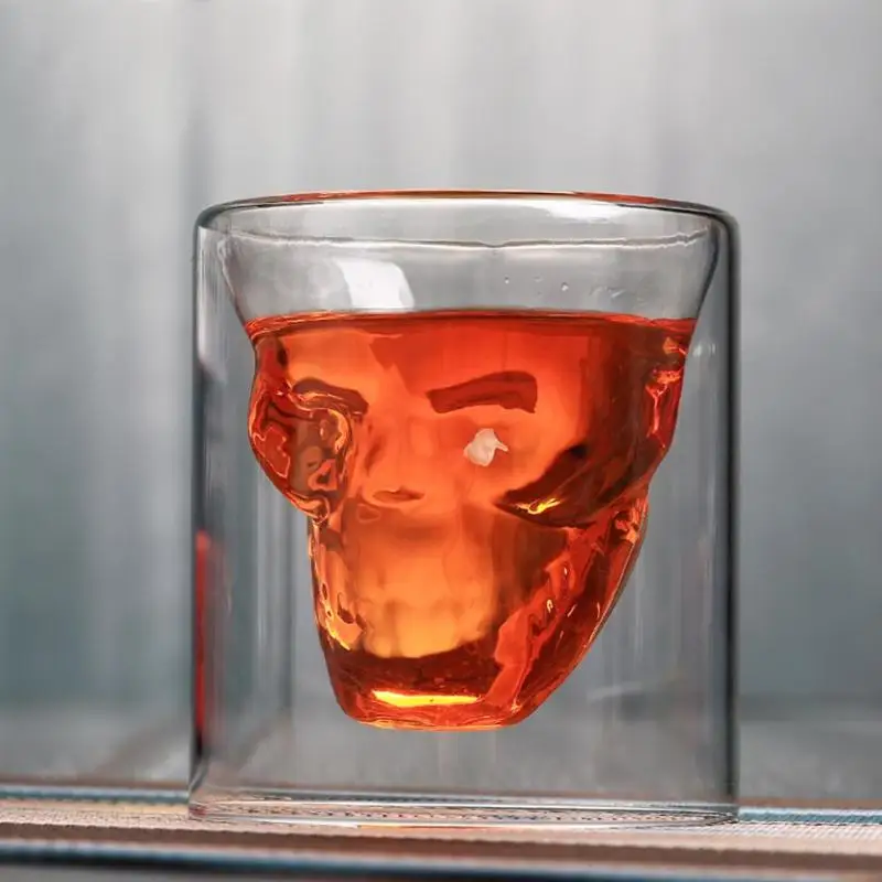 

3D Skull Glass Beer Cup Beer Whiskey Wine Vodka Cup for Home Bar Party Glasses Wedding Gift Kitchen Drinkware