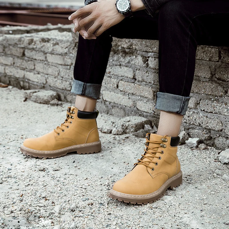 Мужские ботинки Martens кожаная зимняя теплая обувь мужские мотоциклетные