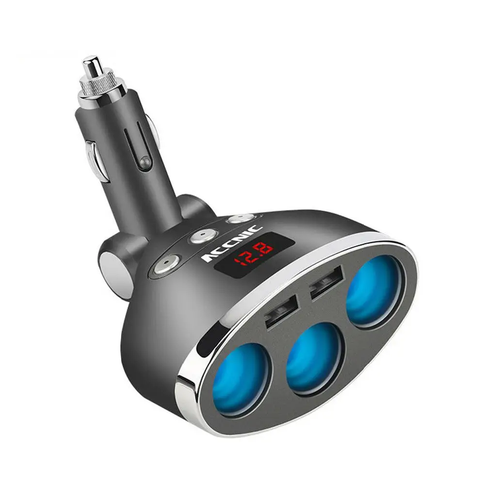 

3 Way Multi Car Cigarette Lighter Socket Extension Splitter Plug LED USB Smart Charger Adapter for Phone DVR GPS MP3