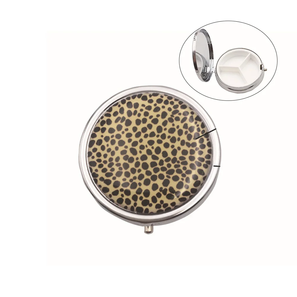 

Round Metal Pill Box Case Organizer First Aid Drug Holder with 3 Compartment(Pattern 1)