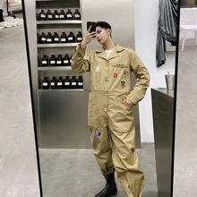 Модная уличная мужская одежда для пары шаровары британский стиль Мужские Винтажные повседневные с длинным рукавом комбинезон брюки карго