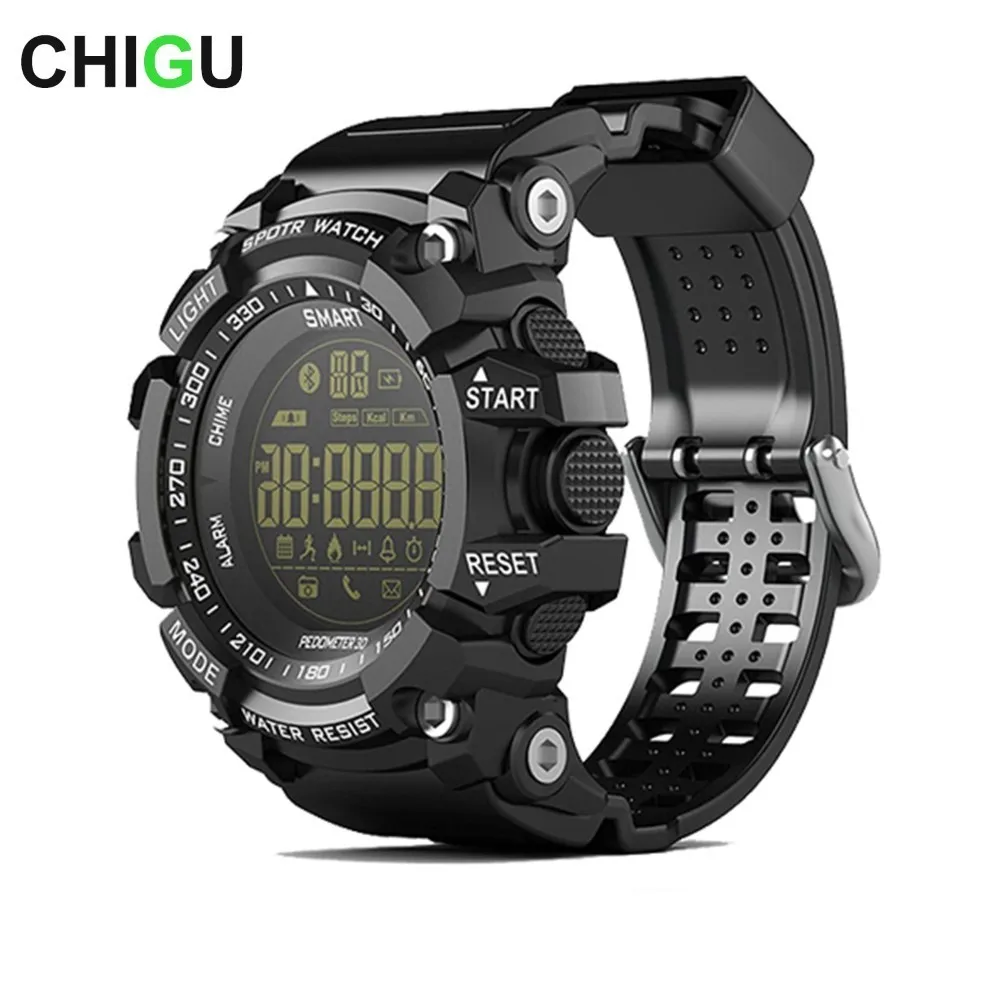 

CHIGU EX16 Bluetooth Smart Watch Notification Remote Control Pedometer Sport Watch IP67 Waterproof Men's Wristwatch