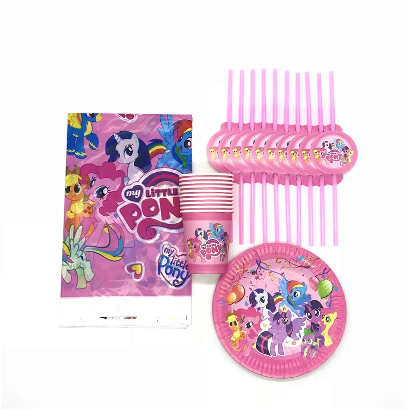 My Little Pony Theme 31Pcs/Lot Baby Shower Children Birthday Party Disposable Tableware Sets Decorations for 20 People Supplies