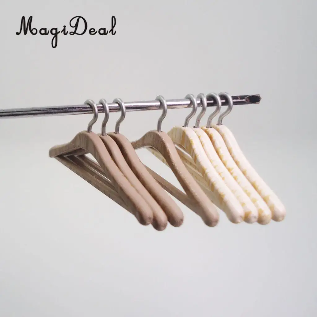 Dollhouse 4pcs White Clothing Hangers Miniature 1:12 Bedroom Wardrobe Decor