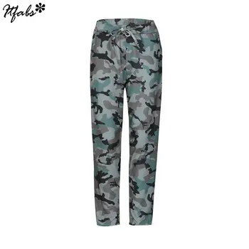 

Ladies Casual Loose Trousers Women Autumn Camouflage Printed Elastic Waist Long Pants