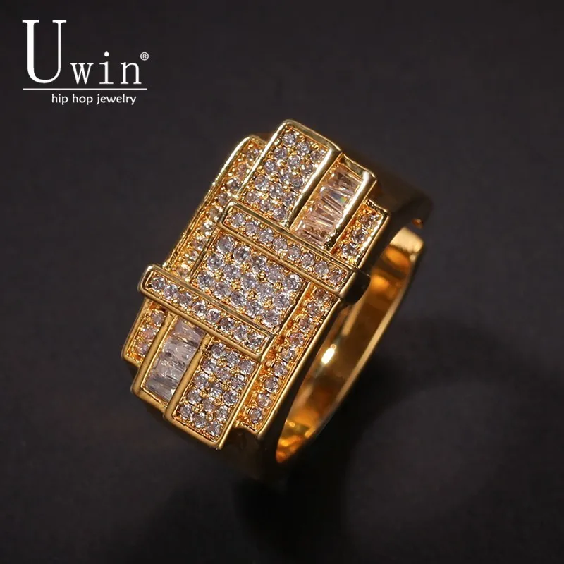 

Uwin Irregular CZ Rings Micro Paved Full Bling Iced Out Cubic Zircon Luxury Fashion Hiphop Jewelry Gift