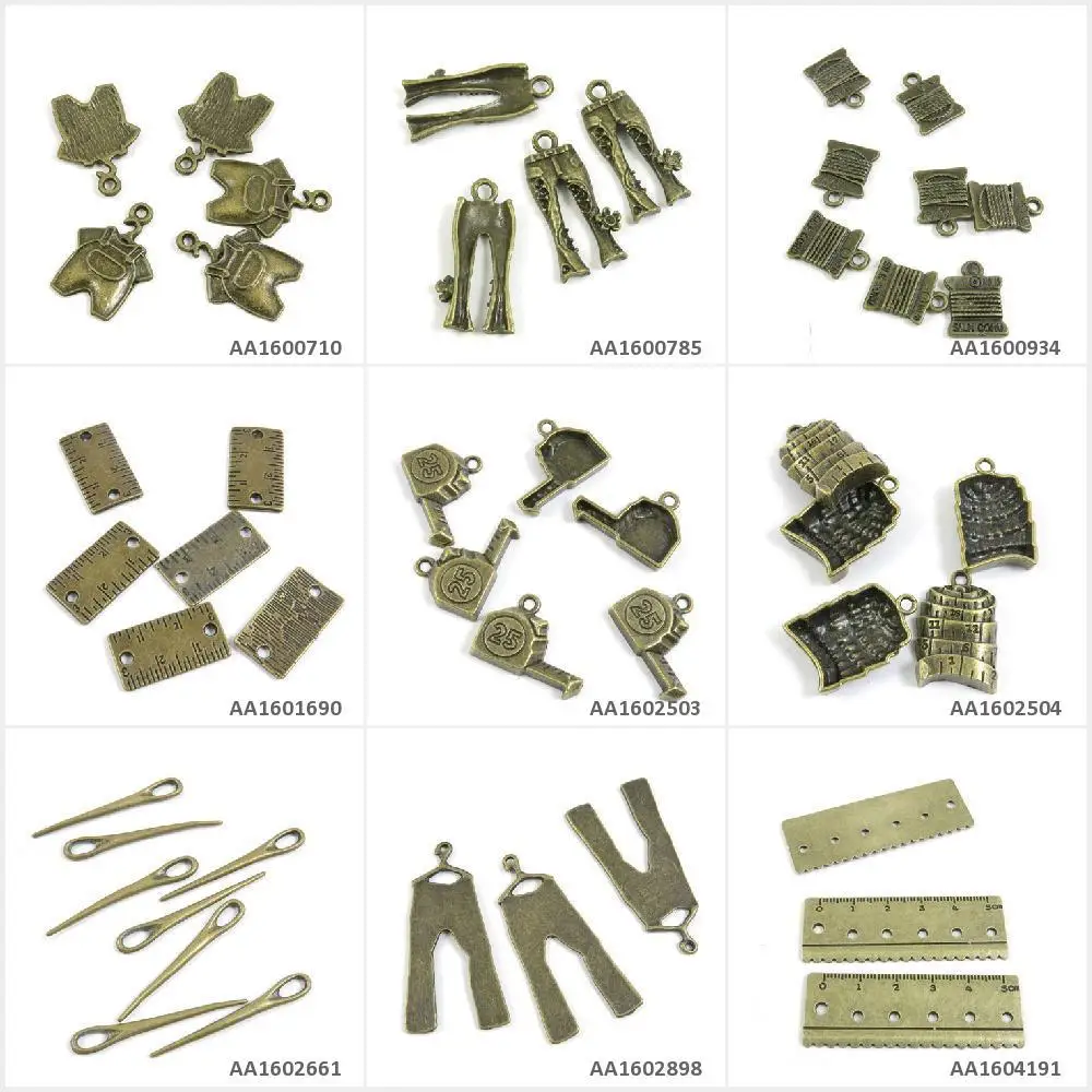 

Antique Bronze Tone Jewelry Charms Centimeter Ruler Pants Trousers Needle Clothes Tape Measure Silk Cord Jeans Kids Rompers