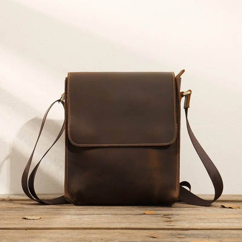 

Messenger Bag Men Leather Vintage Crazy Horse Genuine Leather Shoulder Bags Crossbody Bags Men leather Messenger Bag Retro