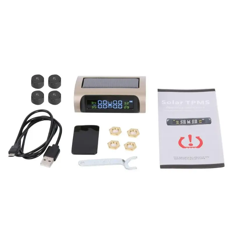 

4 Sensors Solar TPMS Car Tire Pressure Monitoring System LCD Display Wireless Car Tires Pressure Monitor Car Safety Accessories