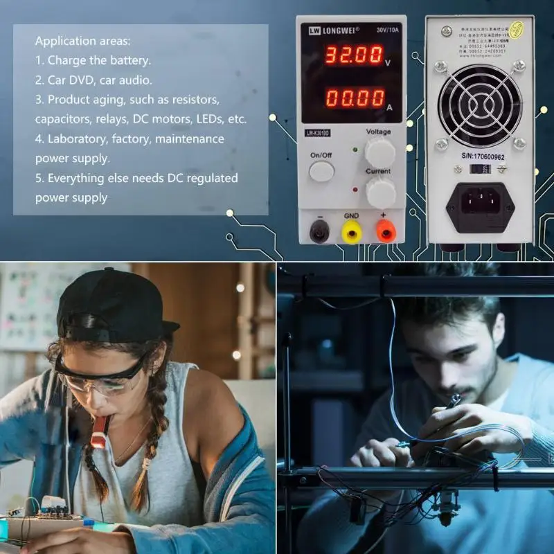 LW K3010D 30В 10А Регулируемый 4 разрядный цифровой тест DC импульсный источник питания