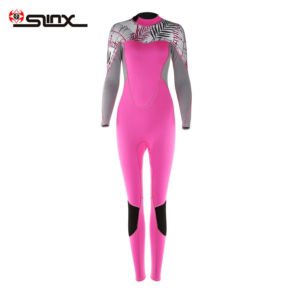 

SLINX 2mm Female Long Sleeve Warm Sunscreen Surfing Diving Wetsuit High Adhesion Fastener Back Y-shape Zipper Diving Suit