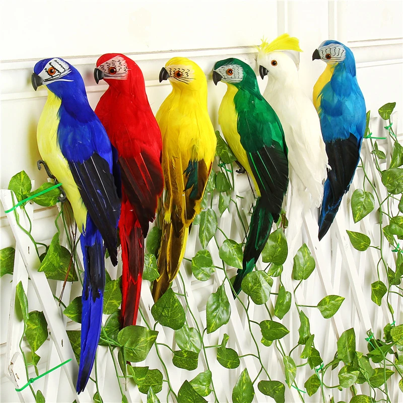 

Life like Bird Ornament Figurine Parrot Model Toy Lawn Sculpture Garden Decor