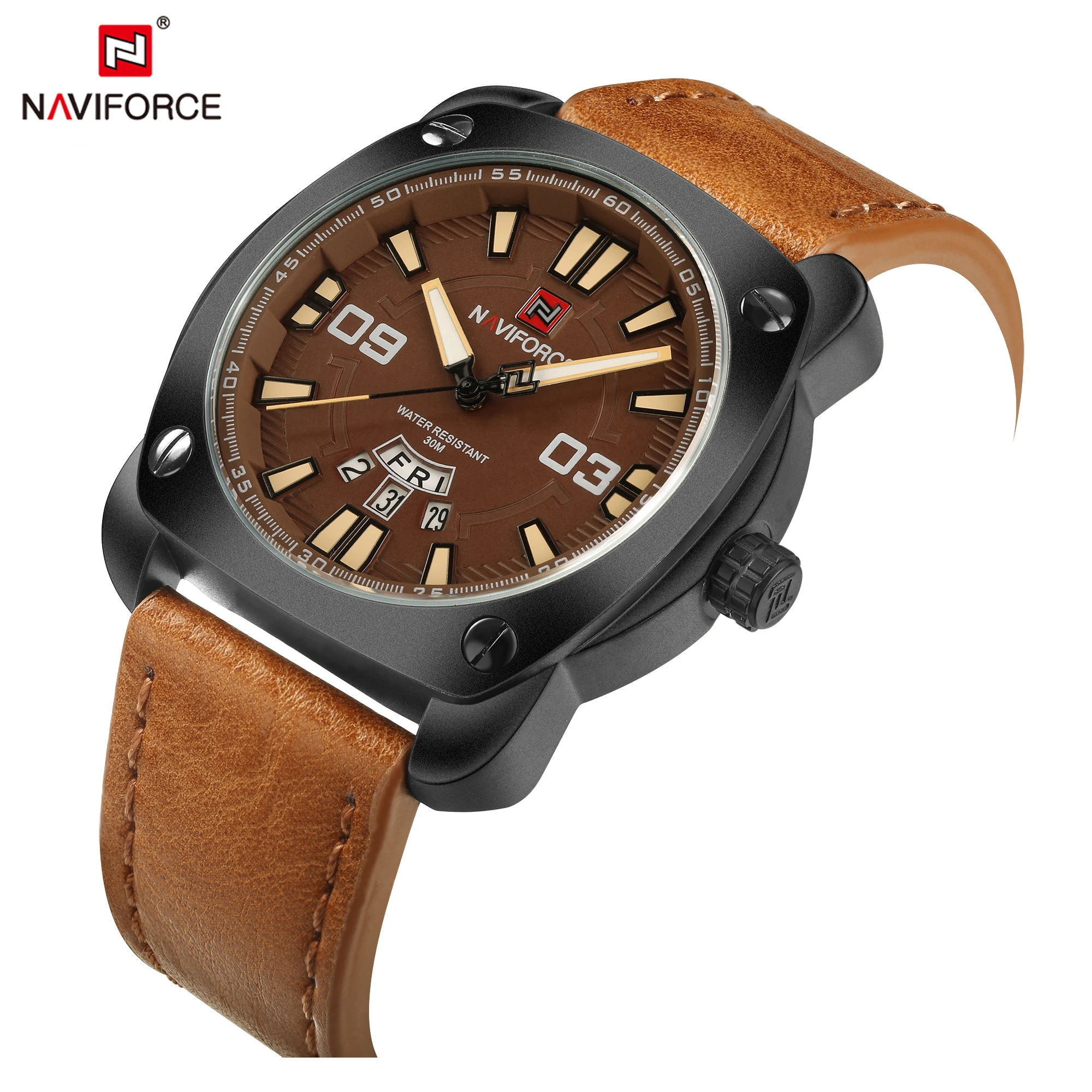 NAVIFORCE мужские часы Топ люксовый бренд спортивные водонепроницаемые кварцевые