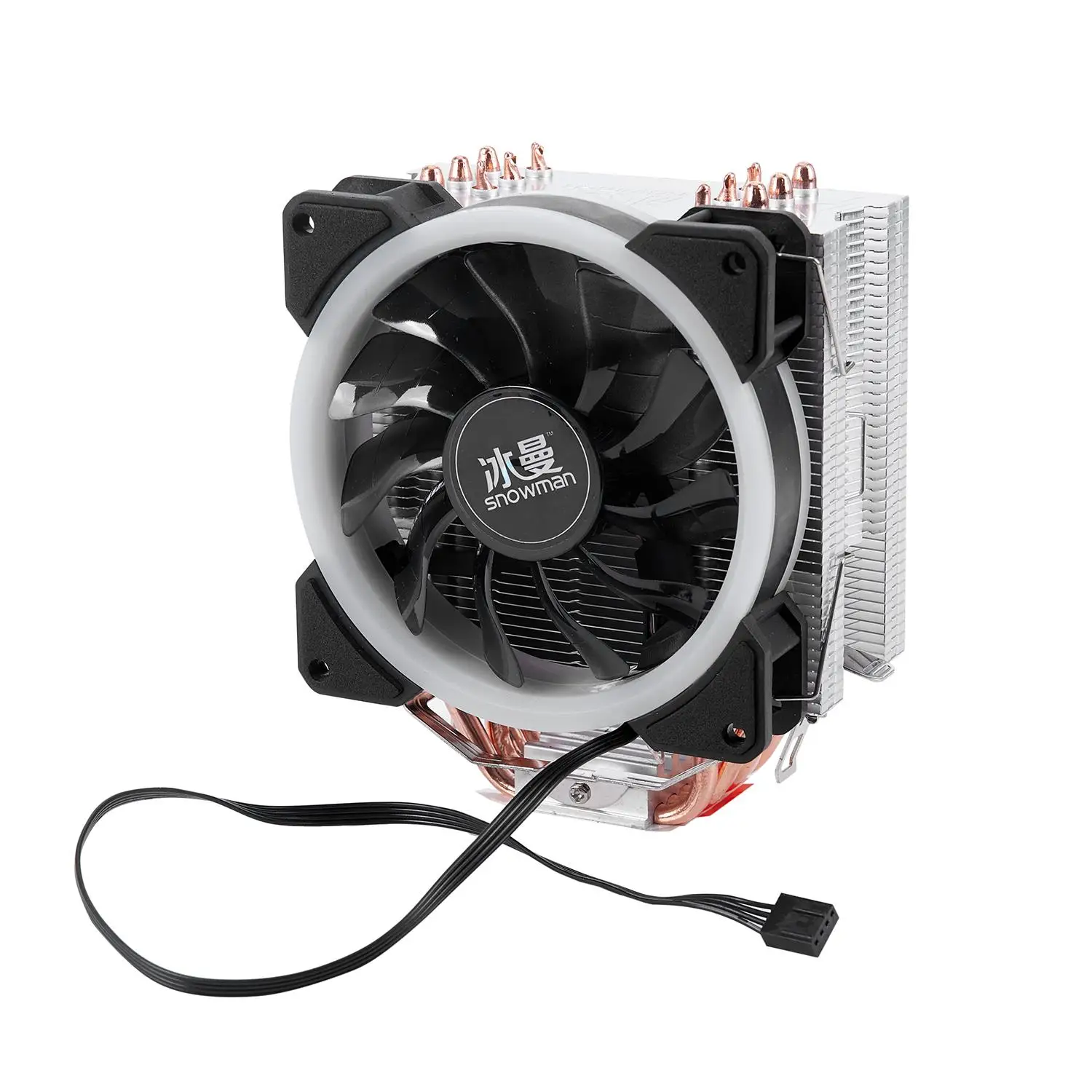 ثلج 4PIN وحدة المعالجة المركزية برودة 6 heatpipe واحد RGB LED مروحة التبريد 12 سنتيمتر مروحة LGA775 1151 115x1366 دعم إنتل AMD
