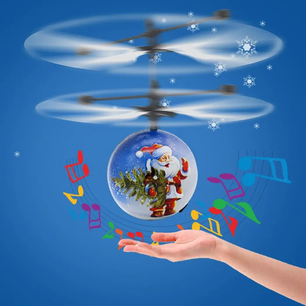Children Toy Infrared Sensor Remote Control Flying Toy With Music Light USB Cable30 minutes 6 8 LED Blue