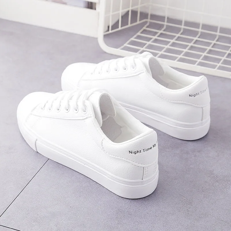 

HOT Women Sneakers 2018 Fashion Breathble Vulcanized Shoes Women Pu Leather Platform Shoes Women Lace Up Casual Shoes