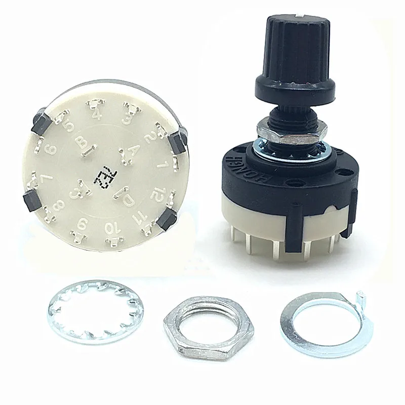 

RS26 2 Pole 6 Position Selectable Band Rotary Channel Selector Switch Handle length 20MM with knob