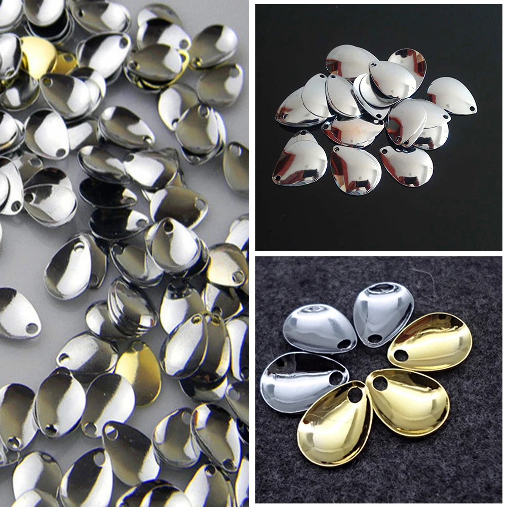 

50pcs Shining Sliver/Golden Color Copper Fishing Flattie Attractor Spinner Blades Smooth Nickel Spoons Plaice Nice