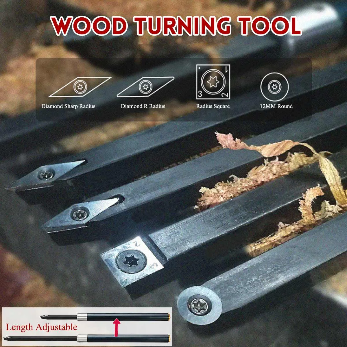 

Wood Turning Tool Chisel/Handle Round/Radius Square/35 Degree Diamond R/Sharps Radius