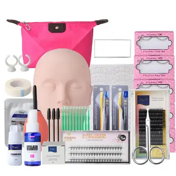 

False Eyelash Extensions Tool Kit Eyelashes Semi Permanent Makeup Individual False Lash Glue Tweezer Practice Graft Lashes Kit