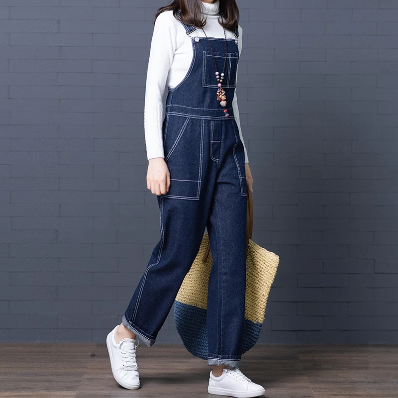 Women Plus Size Jeans Vintage Pockets Zip Side Design High Waist Loose Straight Jeans Female Casual Denim Jumpsuits Long Rompers Women Plus Size Jeans Vintage Pockets Zip Side Design High Waist Loose Straight Jeans Female Casual Denim Jumpsuits Long Rompers