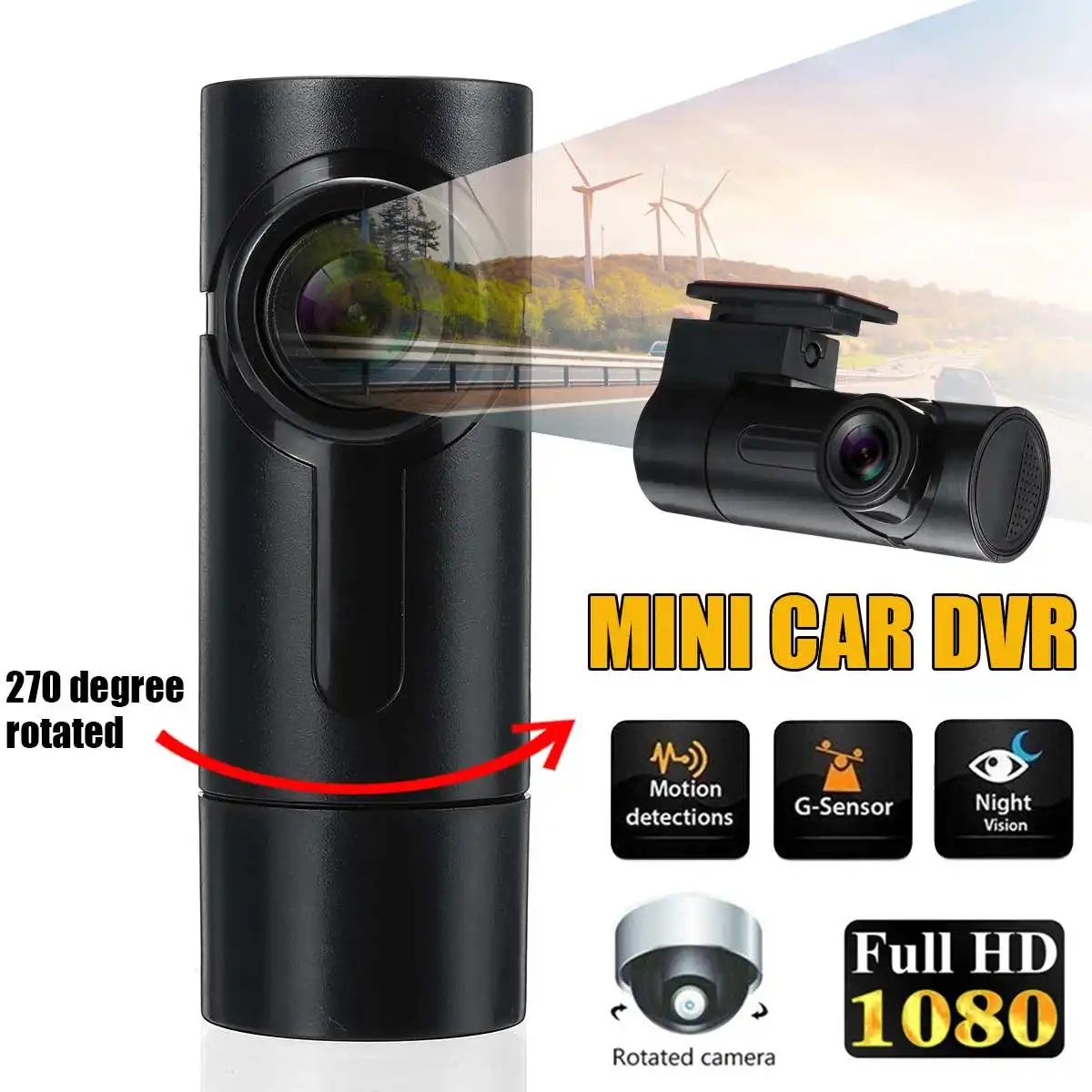 

FHD 1080P Mini Car DVR Dash Camera Night Vision 270 Degree Rotated Video Recorder Digital Registrar G-sensor Dashcam Camcorder