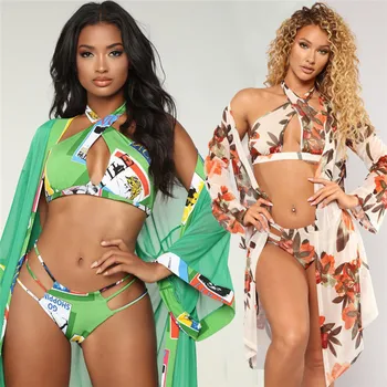 

Plus Size Women Push Up Bikini Set Bra Padded Swimwear Bandage Floral Print Lady Swimsuit Bathing Suit