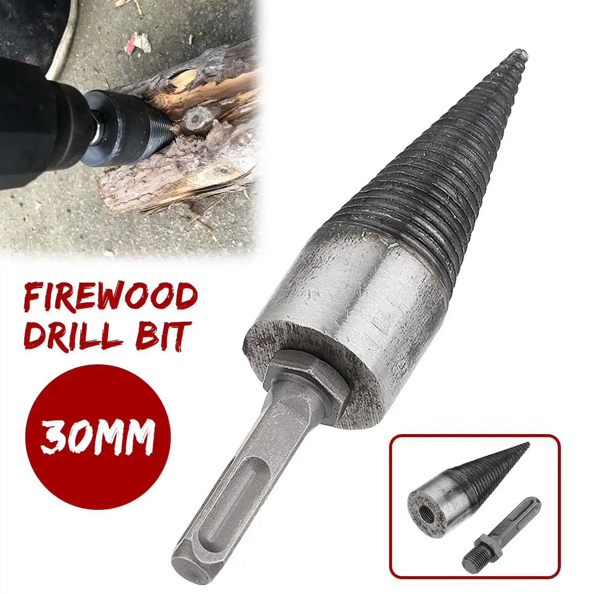 

30mm Firewood Drill Bit Splitter Split Square SDS Plus Shank for Hammer Drill