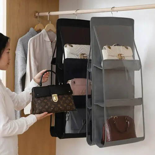 

6 Pocket Folding Hanging Handbag Storage Holder Organizer Rack Hook Hanger