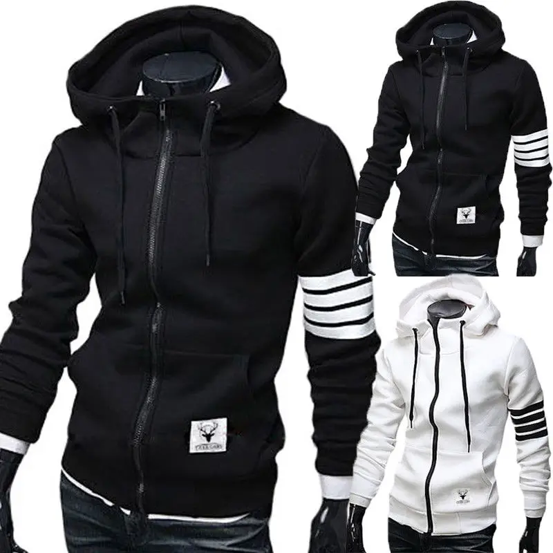New Men s Winter font b Slim b font Hoodie Warm Hooded Sweatshirt Coat Jacket Outwear