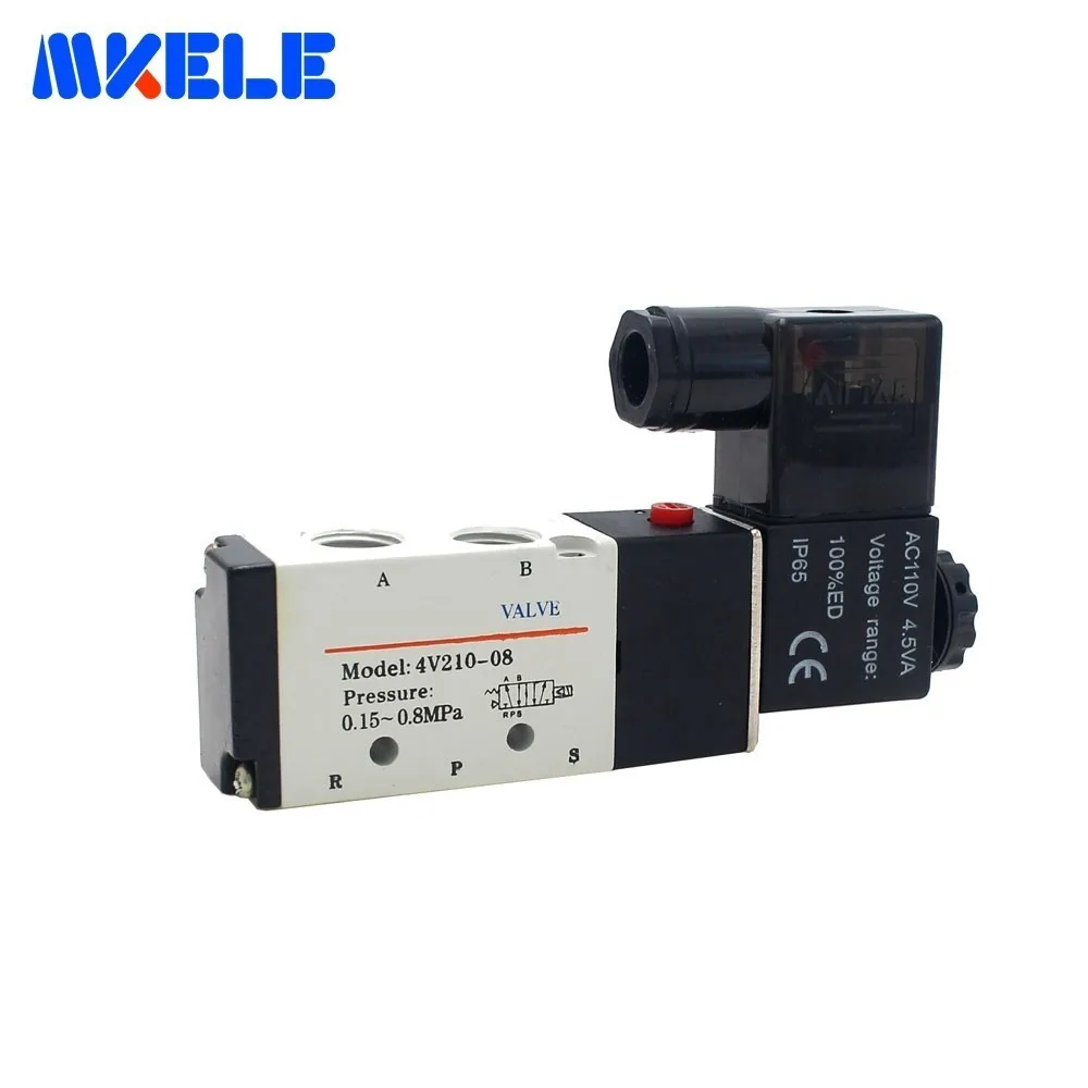 

Electromagnetic Valve 1/4" 2 Position 5 Port Air Solenoid Valves 4V210-08 Pneumatic Control Valve 110V 220V 24V