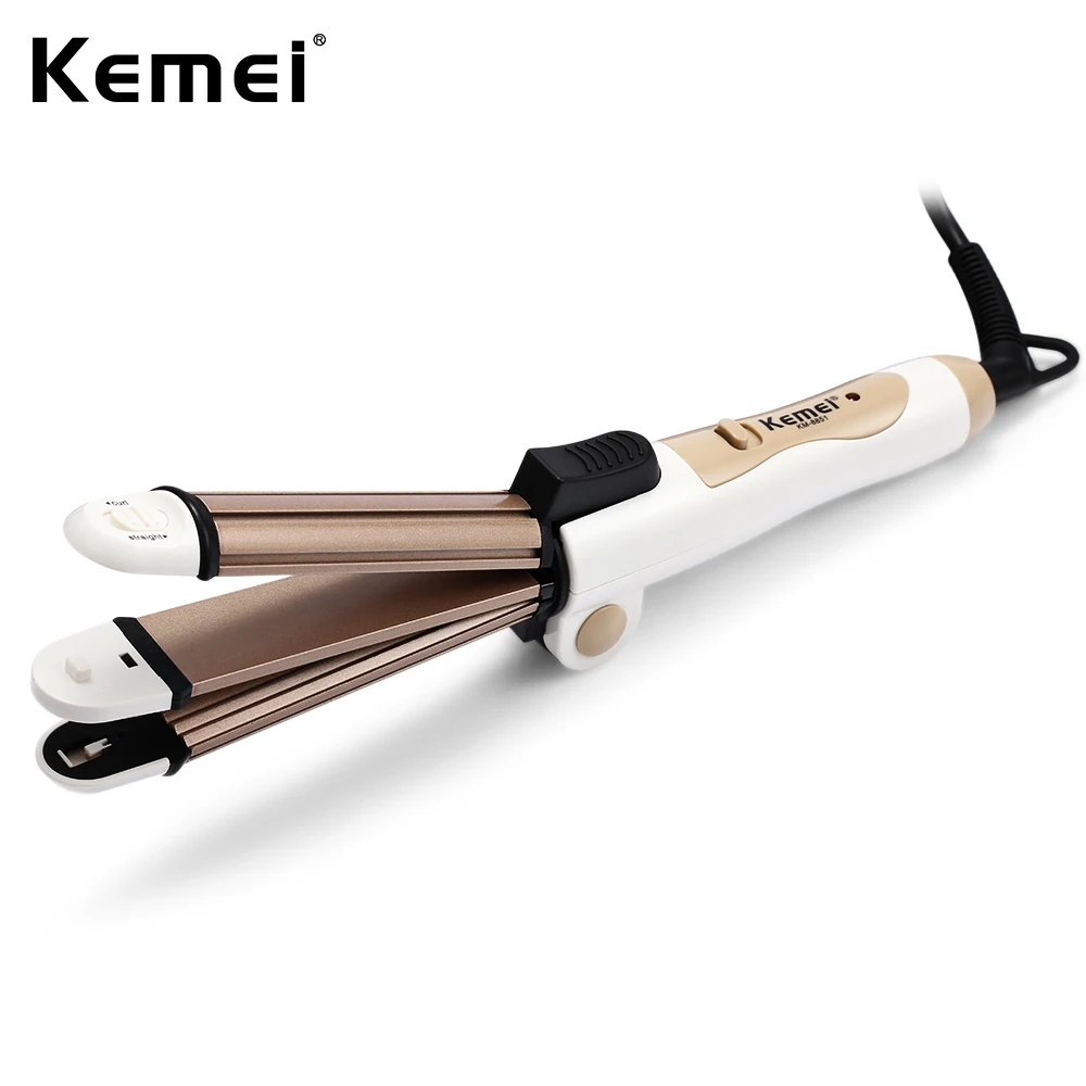 Kemei KM 8851 3 In 1 Portable Electric Curling Irons Folding Ceramic Flat Iron Hot Roller Dry