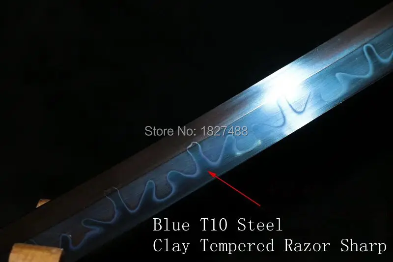 Высокотемпературная кованая синяя искусственная меч Katana T10 стальная закаленная