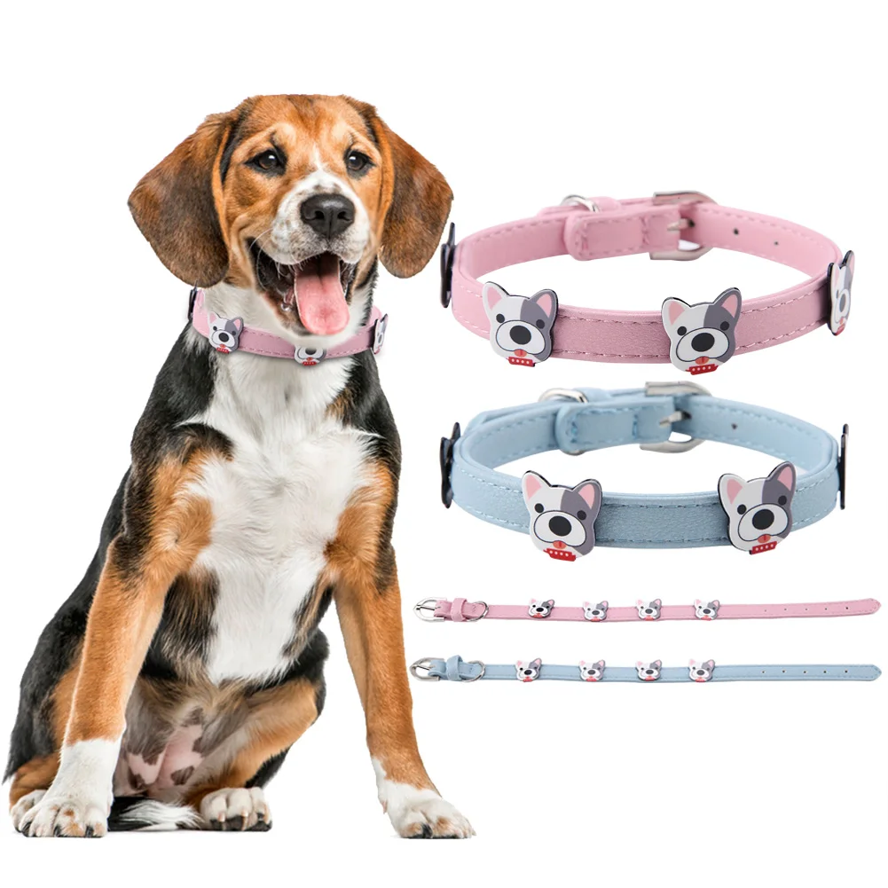 Buckle Cute Pet Dog Collar Neck Double PU Leather Puppy Dog Bow Tie