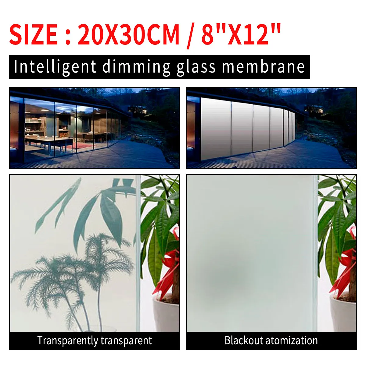 Умная пленка PDLC 20x30 см самоклеящаяся матовая электрохромная переключаемая на