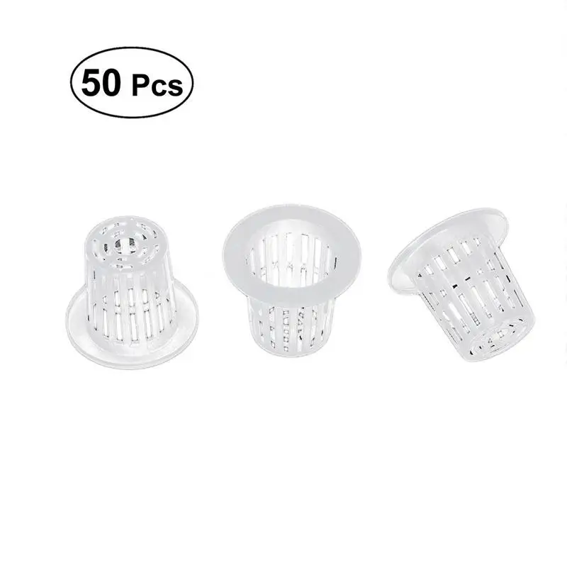 

WINOMO 50pcs Black Slotted Mesh Soilless Culture Vegetable Net Pots Baskets Cups for Hydroponics/Aquaponics/Orchids
