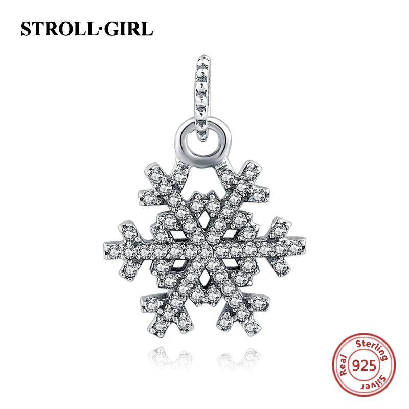 

StrollGirl new diy craft snowflake dangle beads charms fit authentic European bracelet pendant beads for jewelry making gifts