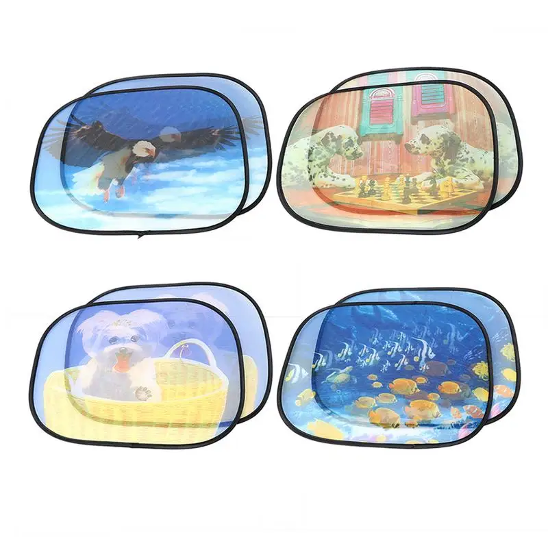 

44x36CM Car Sunshade Mesh Side Block Color Pattern Side Funny UV Prevention Children Protector Window Sun Block Accessories
