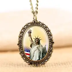 Карманные часы ожерелье унисекс кулон часы Ретро Бронзовая статуя Liberty Disples ожерелье часы лучшие подарки для леди reloj