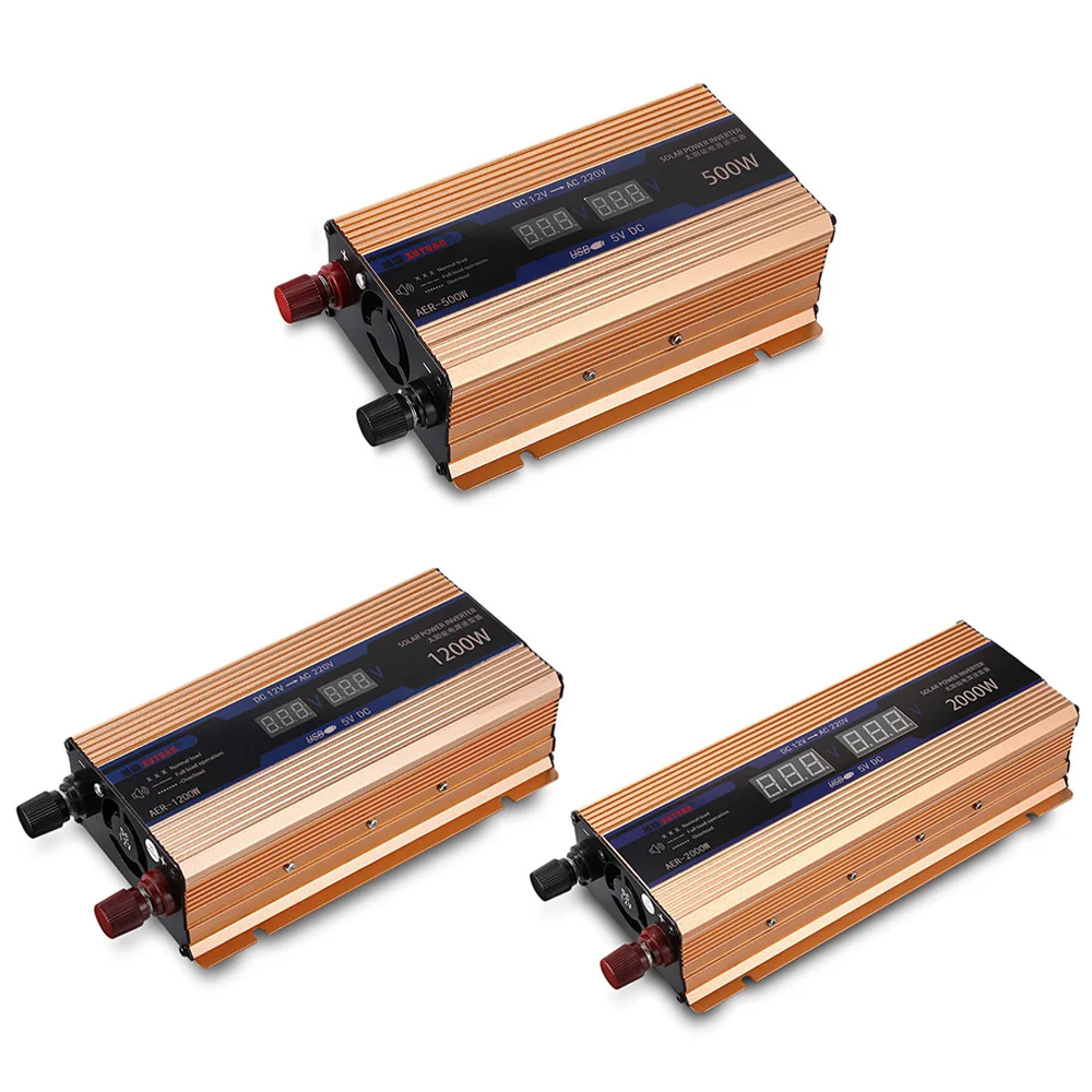 USB Инвертор 12 В 220 500 Вт 1200 2000 портативный Чистая Синусоидальная волна инвертор