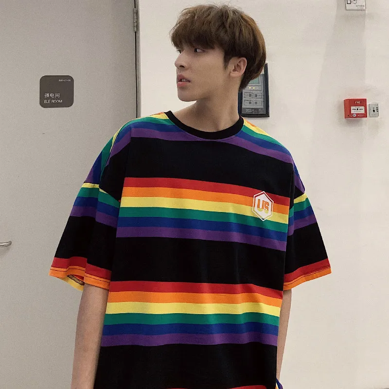 

Male t-shirt 2019 summer New Fashion streetwear Stripe Short Sleeve T Pity 5 Fivepence tops hip hop Free shipping Black Thin