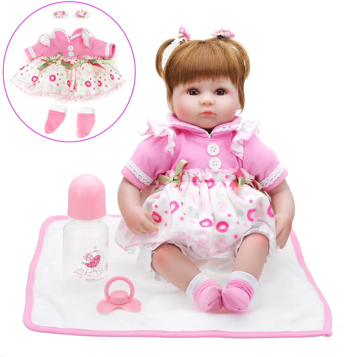 

22 inch 55cm Vinyl Silicone Handmade Newborn Baby Girl Doll Toy Lifelike Reborn Doll Figurines Kids Chirldren's Birthday Gift