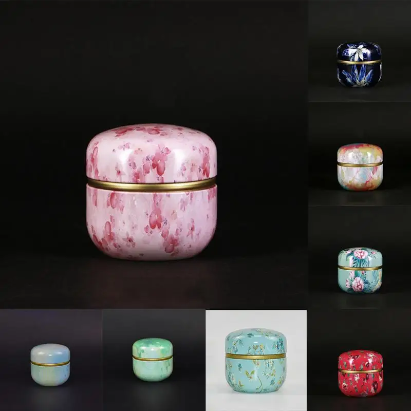 

Vintage With Lid Cans Multifunction Chinese Style Tea Jar Powder Round Metal Coffee Tea Tin Container Beautiful Colorful #137