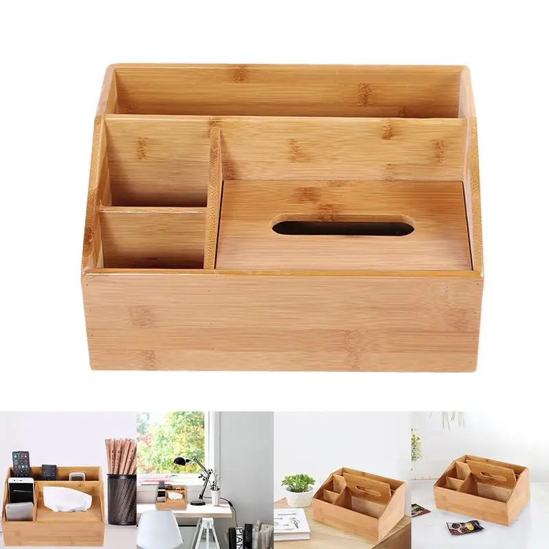 

Multi-Function Tissue Box Innovative Bamboo Tabletop Coffee Table Remote Control Storage Box Bathroom Tissue Holders