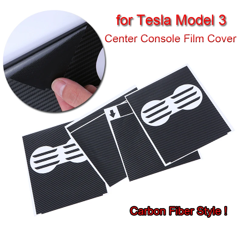 

4 pcs Set Car Stickers Decal Console Center Protection Film For Tesla Model 3