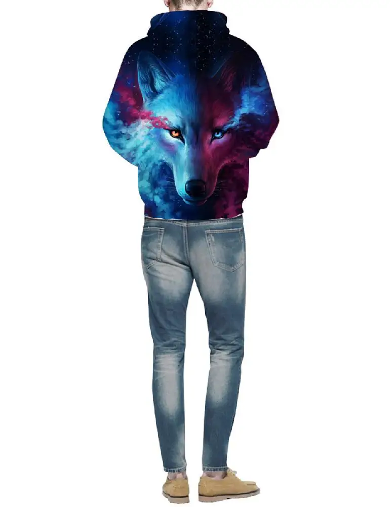  3D Wolf Printed Hoodie Men Women Cool Casual Sweatshirt Spring Autumn Fashionable Pullover Hooded T